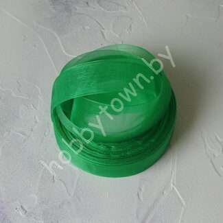 Лента органза 25 мм (цв.зелёный) 1 метр