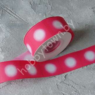 Лента репсовая с разметкой для лепестков 40 мм (цв. ярко-розовый) 1 м