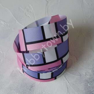 Лента репсовая с рисунком Геометрия 40 мм (цв. 2) 1м