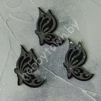 Патч сборный Бабочка 50 мм (цв. чёрный/серебро) 1шт.