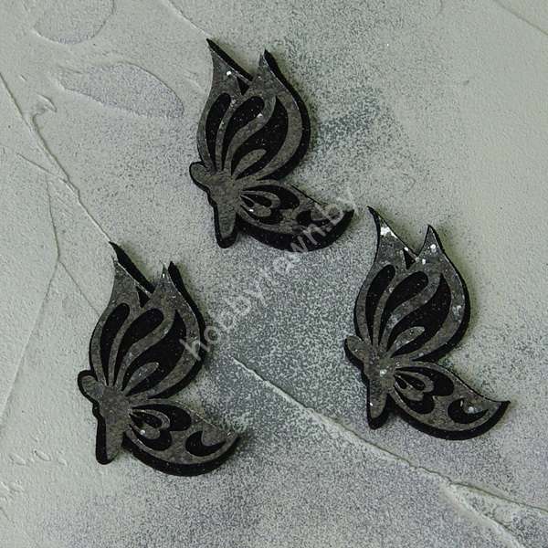 Патч сборный Бабочка 50 мм (цв. чёрный/серебро) 1шт.