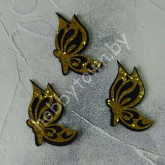 Патч сборный Бабочка 50 мм (цв. чёрный/золото) 1шт.