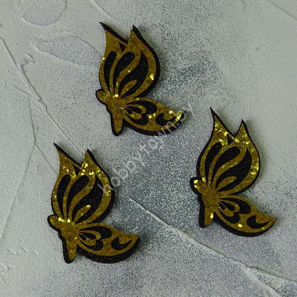 Патч сборный Бабочка 50 мм (цв. чёрный/золото) 1шт.