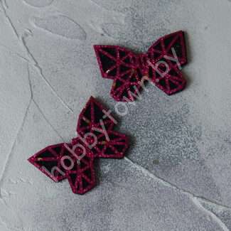 Патч сборный Бабочка геометрия 50 мм (цв. чёрный/фуксия) 1шт.