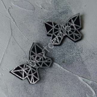 Патч сборный Бабочка геометрия 50 мм (цв. чёрный/серебро) 1шт.