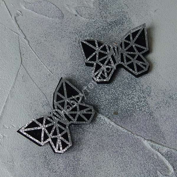 Патч сборный Бабочка геометрия 50 мм (цв. чёрный/серебро) 1шт.