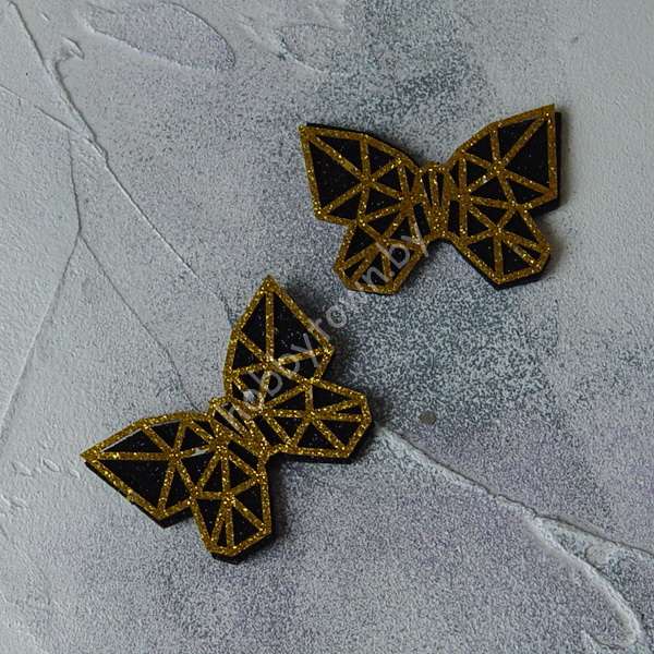 Патч сборный Бабочка геометрия 50 мм (цв. чёрный/золото) 1шт.