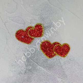 Патч сборный Сердца 50 мм (цв. золото/красный) 1шт.