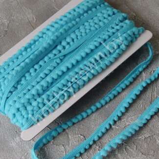 Тесьма с мини-помпонами, шир.10 мм помпон 5 мм (цв. голубой) 1 м