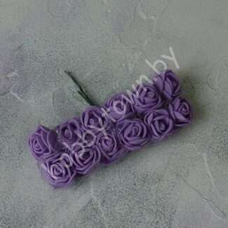 Букетик роз из фоамирана с фатином, 20 мм (цв.фиолетовый) 12 шт.