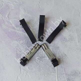 Зажим металлический с репсовой лентой 5 см (цв. чёрный) 1шт.