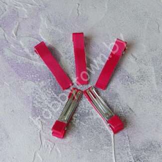 Зажим металлический с репсовой лентой 5 см (цв. фуксия) 1 шт.