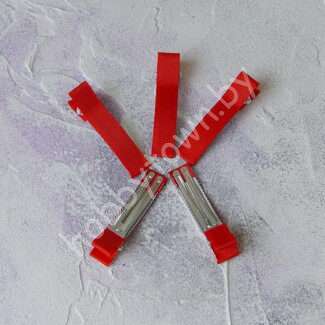 Зажим металлический с репсовой лентой 5 см (цв. красный) 1шт.