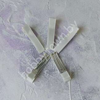 Зажим металлический с репсовой лентой 5 см (цв. кремовый) 1шт.