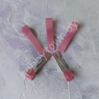 Зажим металлический с репсовой лентой 5 см (цв. пыльно-розовый) 1 шт.