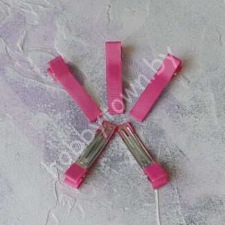 Зажим металлический с репсовой лентой 5 см (цв. розовый) 1 шт.
