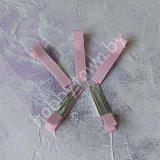 Зажим металлический с репсовой лентой 5 см (цв. розовый) 1 шт.