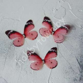 Бабочка шифоновая двухслойная со стразами, 45 мм (цв. 16) 1шт.