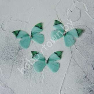 Бабочка шифоновая двухслойная со стразами, 45 мм (цв. 2) 1шт.