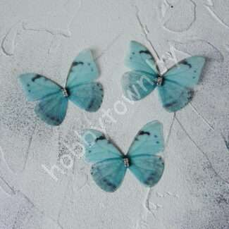 Бабочка шифоновая двухслойная со стразами, 45 мм (цв. 5) 1шт.