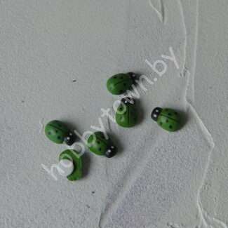 Божья коровка декоративная (дерево) на липучке 12 x 9 мм 1 шт. (цв. зелёный)