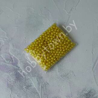 Бусины круглые перламутр 6 мм (цв. лимонный) 50 шт.