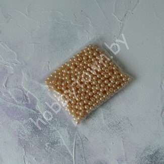 Бусины круглые перламутр 6 мм (цв. персиковый) 50 шт.