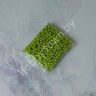 Бусины круглые перламутр 6 мм (цв. салатовый) 50 шт.