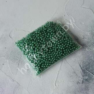 Бусины пластиковые под жемчуг 4 мм (цв. изумрудный), 100 шт.