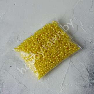 Бусины пластиковые под жемчуг 4 мм (цв. лимонный), 100 шт.