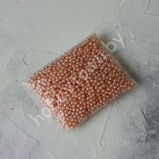 Бусины пластиковые под жемчуг 4 мм (цв. персиковый), 100 шт.