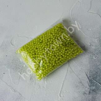 Бусины пластиковые под жемчуг 4 мм (цв. салатовый), 100 шт.