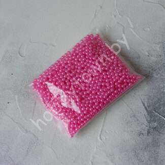 Бусины пластиковые под жемчуг 4 мм (цв. ярко-розовый), 100 шт.