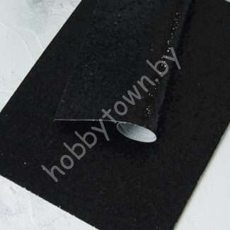 Кожзам с крупными блёстками (цв. чёрный)