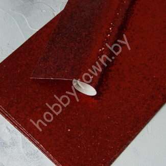 Кожзам с крупными блёстками (цв. красный)