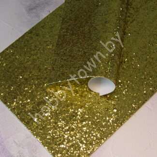 Кожзам с крупными блёстками (цв. золото)