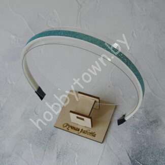 Ободок для волос 1 см, пластик-ткань с блёстками (цв. голубой) 1 шт.