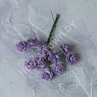 Бумажные тайские цветочки "Розочка" 15 мм (цв.фиолетовый) 1 шт.