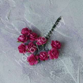 Бумажные тайские цветочки "Розочка" 15 мм (цв.фуксия) 1 шт.