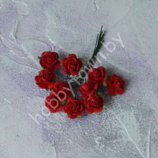 Бумажные тайские цветочки "Розочка" 15 мм (цв.красный) 1 шт.