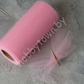 Фатин средней жёсткости, ширина 15 см ( цв. розовый 3) 1 м