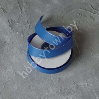 Лента репсовая 25 мм (цв. синий с люрексом серебро) 1м