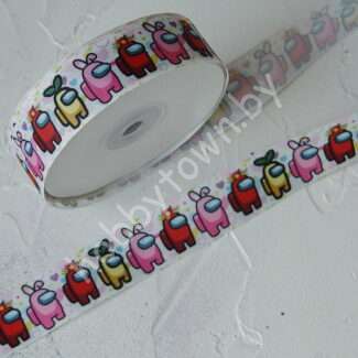 Лента репсовая 25 мм с рисунком Among us, 1 м