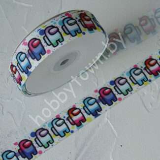 Лента репсовая 25 мм с рисунком Among us, 1 м