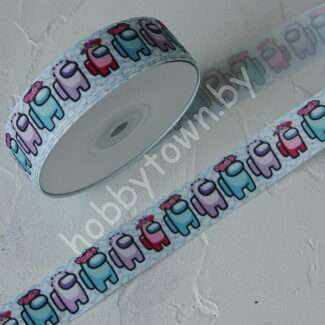 Лента репсовая 25 мм с рисунком Among us, 1 м