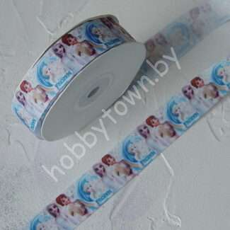 Лента репсовая 25 мм с рисунком Холодное сердце, 1 м