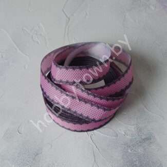 Лента репсовая 25 мм с рисунком Кружево/горошек мелкий ( цв. розовый) 1 м