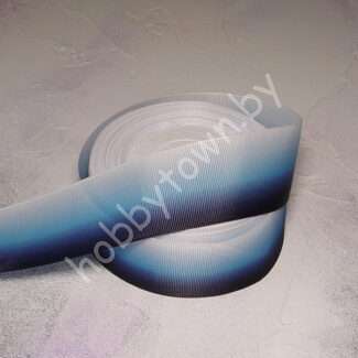 Лента репсовая 40 мм (цв. градиент т-синий/голубой) остаток 1м 50 см