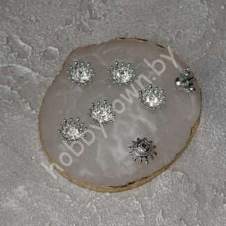 Кабошон флоризель “Корона” пластик 14 мм (цв. серебро) 1шт.