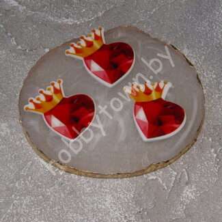 Кабошон-вырубка Сердечко с короной 34x35 мм, 1 шт.